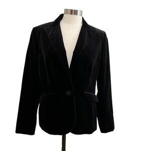 LAUREN RALPH LAUREN Classic Single Button Black Velvet Women's Blazer Size 8